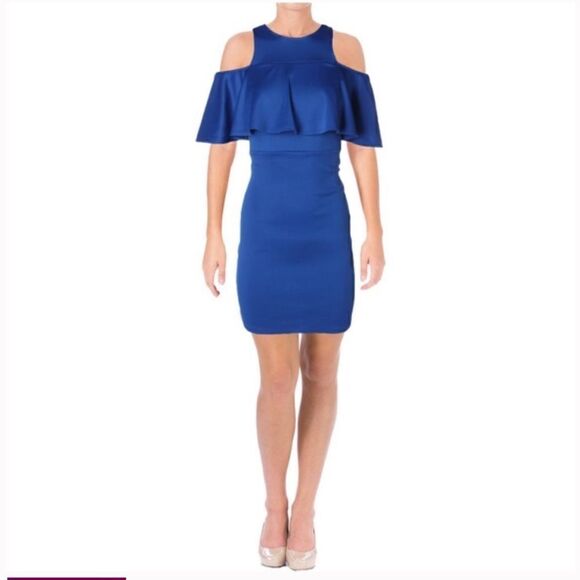 AQUA Scuba
Ruffle Cold
Shoulder Dress - Picture 2 of 2